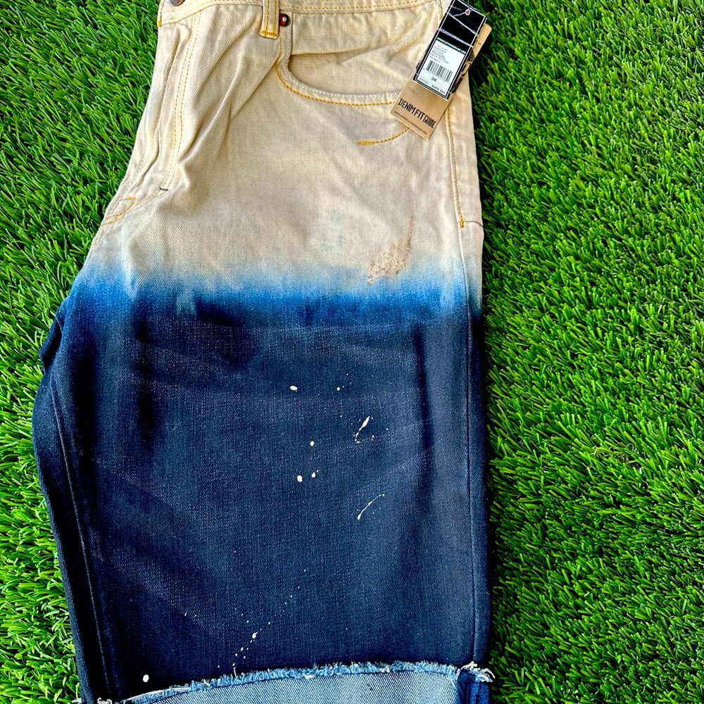 Men two tone Jean shorts